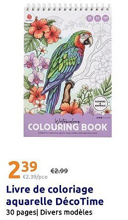 Livre de coloriage aquarelle DécoTime