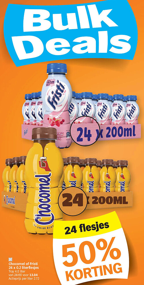 Chocomel of Fristi 24 x 0.2 literflesjes
