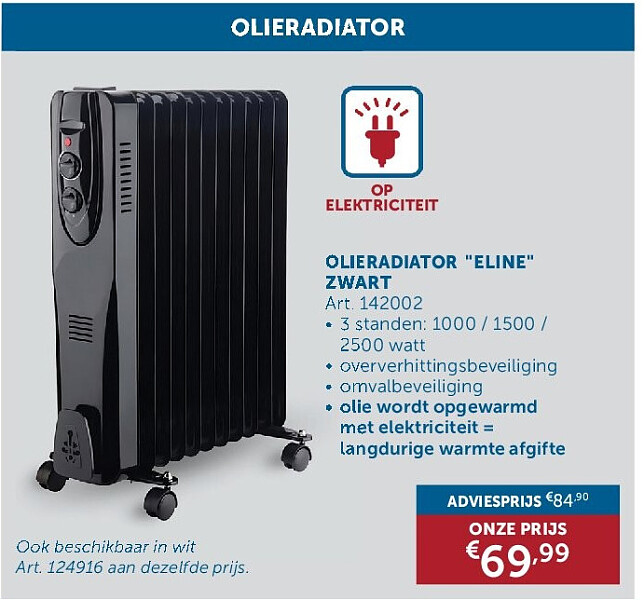 OLIERADIATOR "ELINE" ZWART