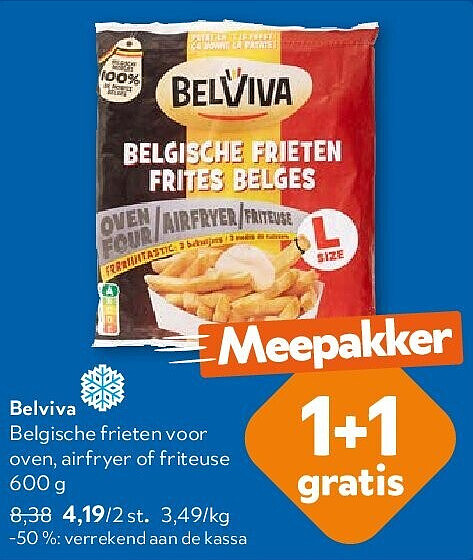 Belviva Belgische frieten voor oven, airfryer of friteuse 600 g