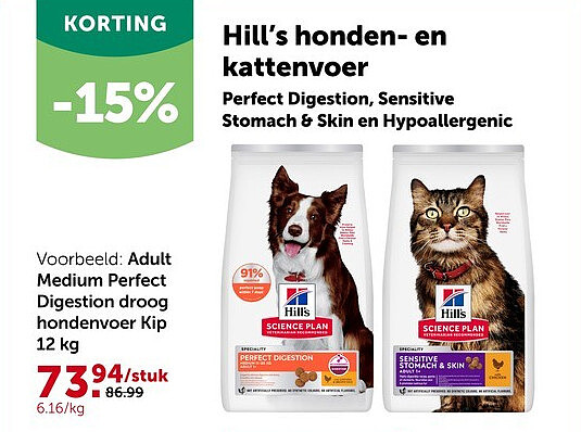 Adult Medium Perfect Digestion droog hondenvoer Kip 12 kg