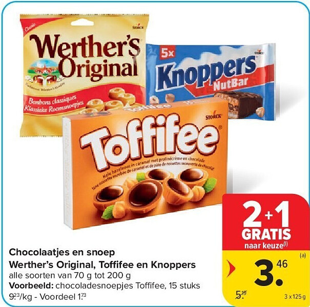 Chocolaatjes en snoep Werther’s Original, Toffifee en Knoppers