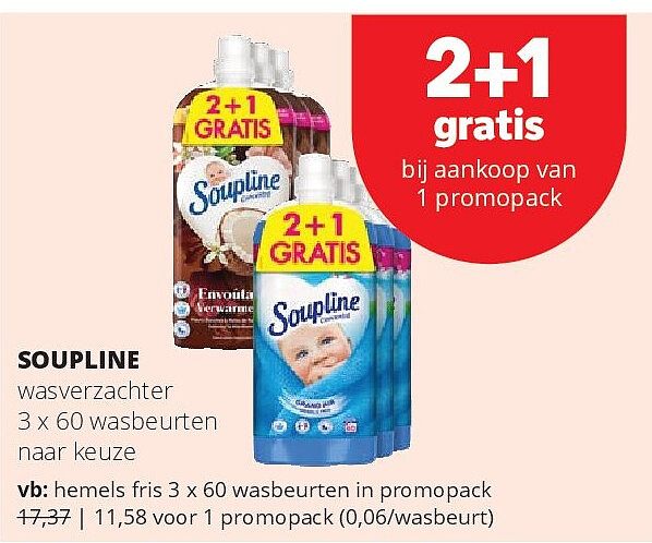 SOUPLINE wasverzachter 3 x 60 wasbeurten naar keuze