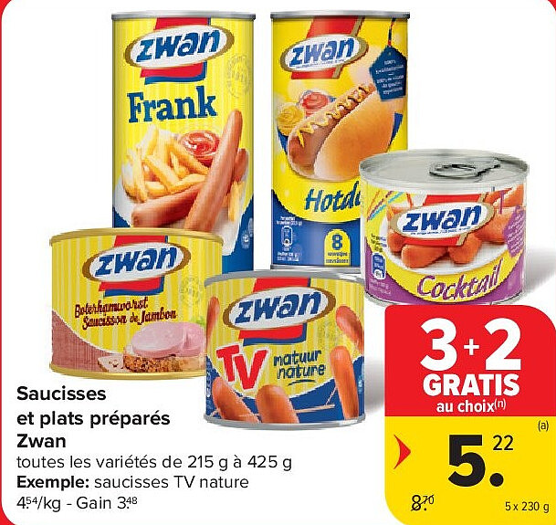 Saucisses et plats préparés Zwan 5 x 230 g