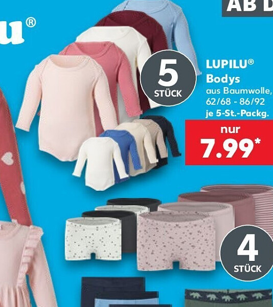 LUPILU Bodys aus Baumwolle, 5-St.-Pack