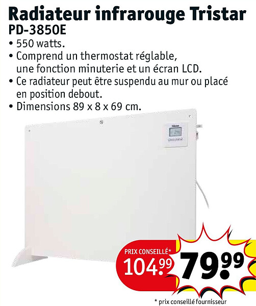 Radiateur infrarouge Tristar PD-3850E