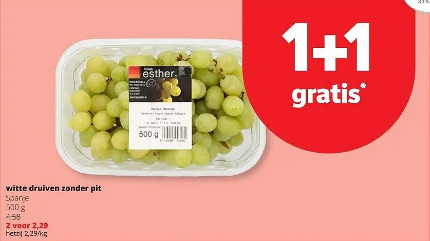 witte druiven zonder pit Spanje 500 g