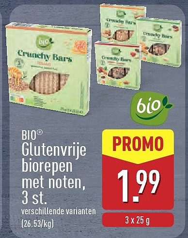 Glutenvrije biorepen met noten, 3st.