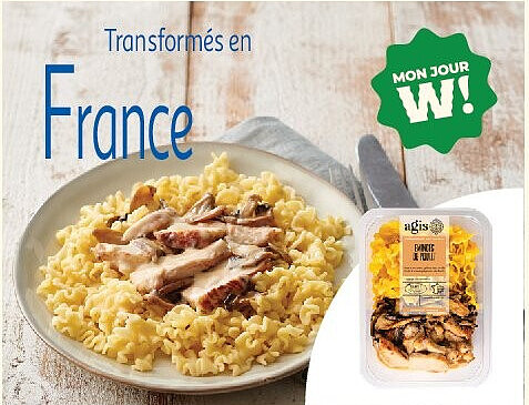 Émincés de poulet pâtes aux œufs Agis