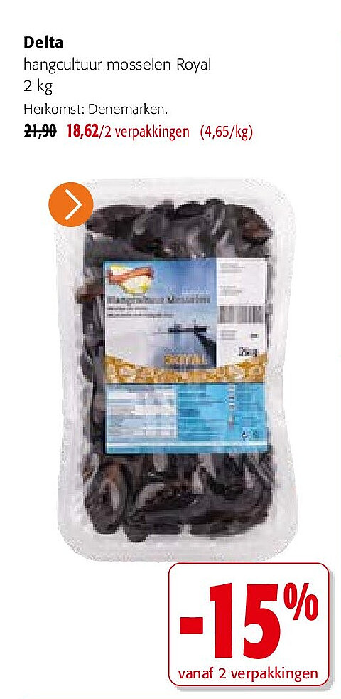 Delta hangcultuur mosselen Royal 2 kg