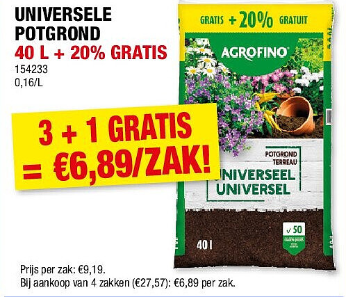 UNIVERSELE POTGROND 40 L + 20% GRATIS