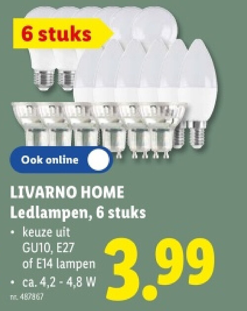 Ledlampen, 6 stuks