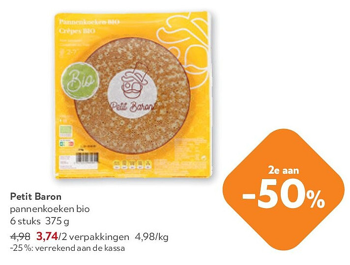 Petit Baron pannenkoeken bio 6 stuks 375 g
