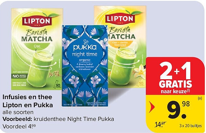 Infusies en thee Lipton en Pukka