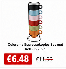 Colorama Espressokopjes Set met Rek - 6 x 5 cl