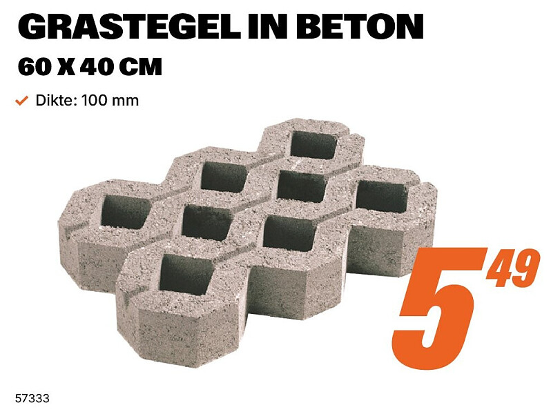 GRASTEGEL IN BETON 60 X 40 CM