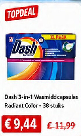 Dash 3-in-1 Wasmiddcapsules Radiant Color - 38 stuks