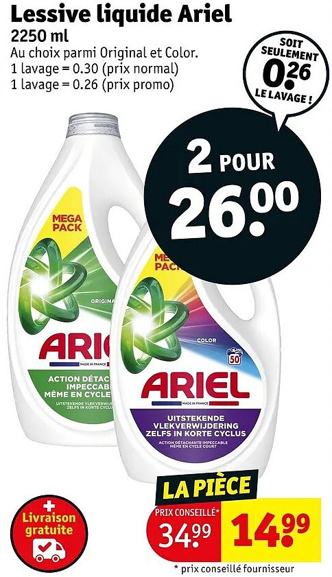 Lessive liquide Ariel 2250 ml