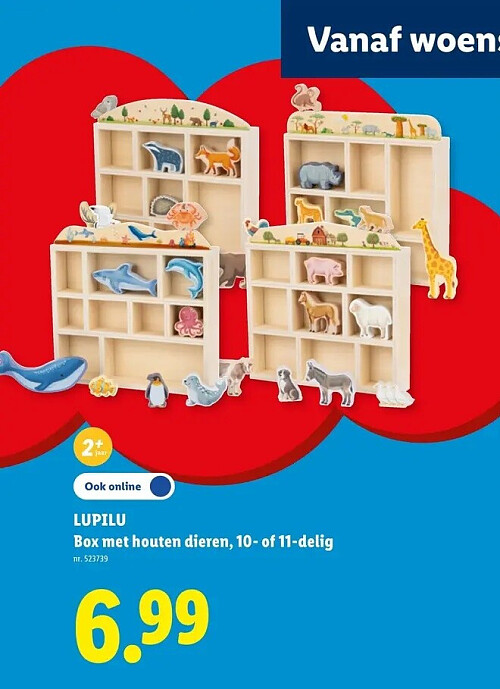 LUPILU Box met houten dieren, 10- of 11-delig