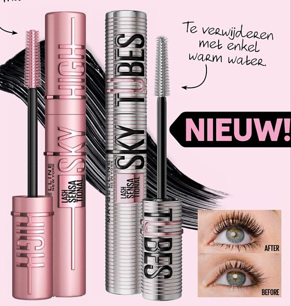 Maybelline New York mascara en setting spray