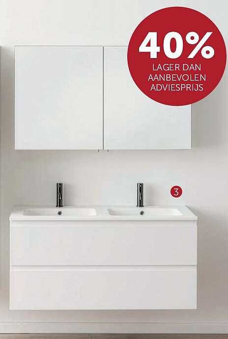 BADKAMERMEUBEL "TIBO" WIT MAT [ 2 ] WASTAFELKAST