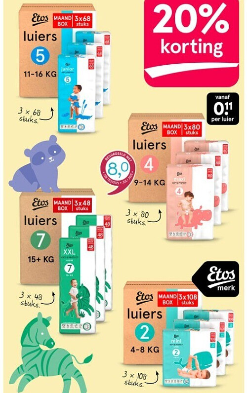 Etos Soft & Protect luiers en luierbroekjes megaboxen