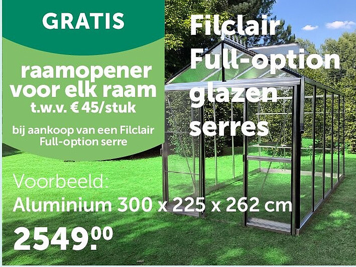 Filclair Full-option glazen serres Aluminium 300 x 225 x 262 cm