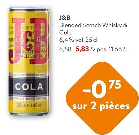 J&B à l’honneur. Blended Scotch Whisky & Cola