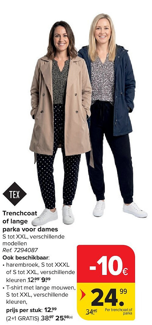 Trenchcoat of lange parka voor dames