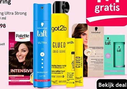 Taft Styling Ultra Strong haarspray 250 ml en geselecteerde Syoss, Creme Supreme, Taft, Poly Palette en got2b styling- en haarkleuringsproducten