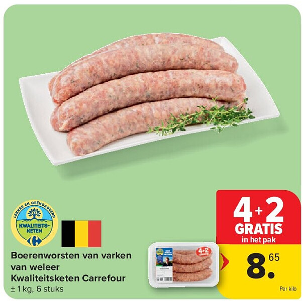 Boerenworsten van varken van weleer Kwaliteitsketen Carrefour