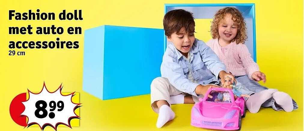 Fashion doll met auto en accessoires