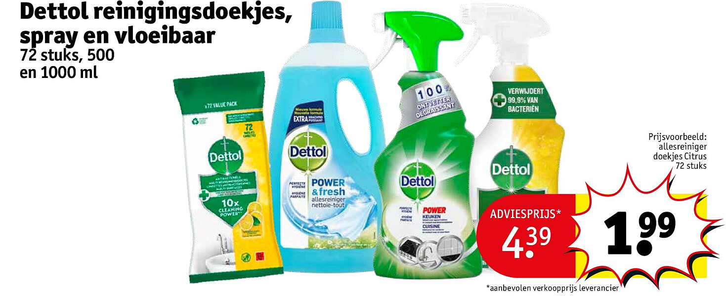 Dettol reinigingsdoekjes, spray en vloeibaar