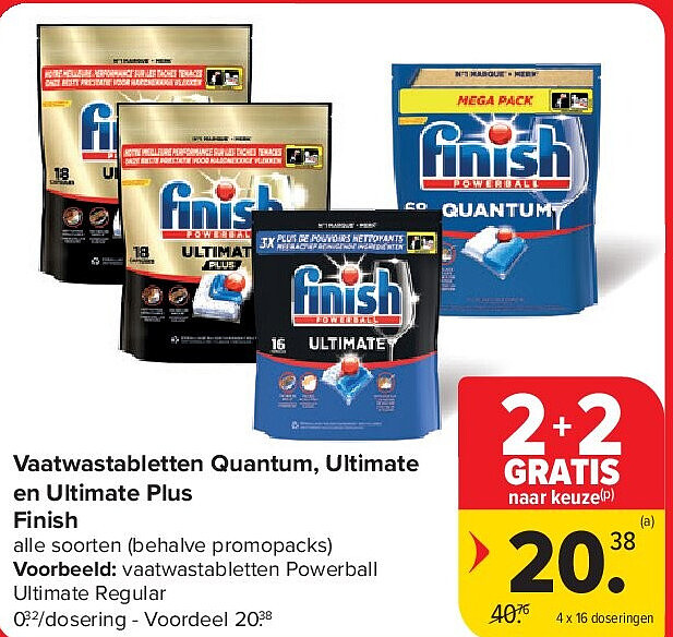 Vaatwastabletten Quantum, Ultimate en Ultimate Plus Finish