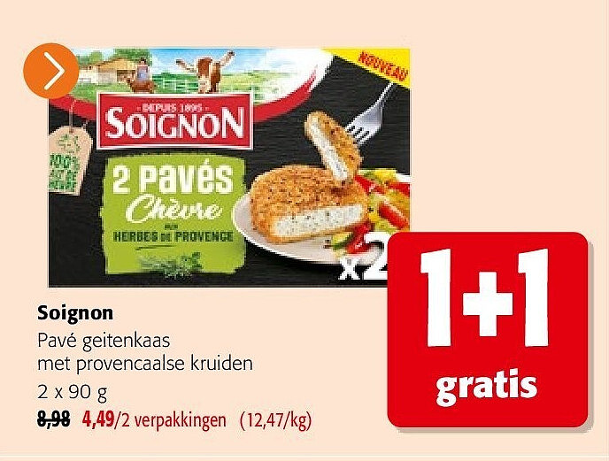 Soignon Pavé geitenkaas met provencaalse kruiden 2 x 90 g