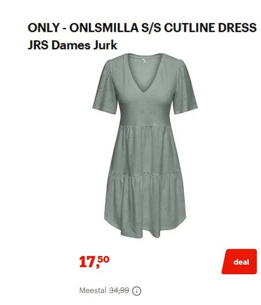 ONLY - ONLSMILLA S/S CUTLINE DRESS JRS Dames Jurk