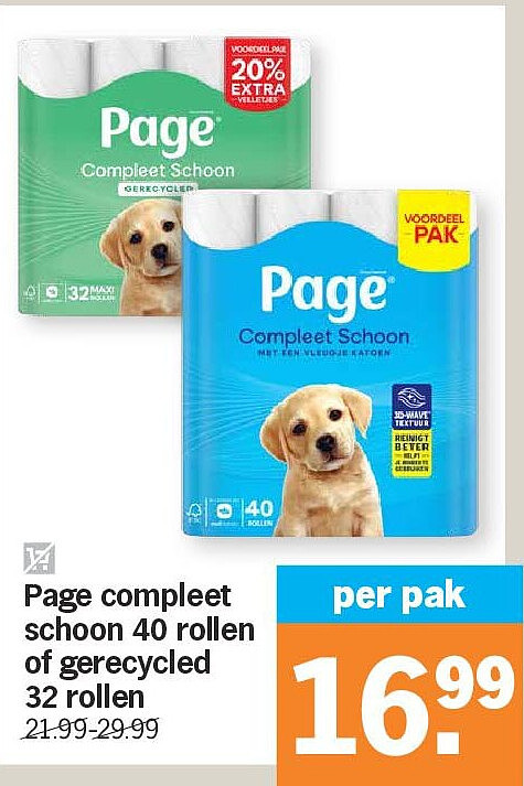 Page compleet schoon 40 rollen of gerecycled 32 rollen