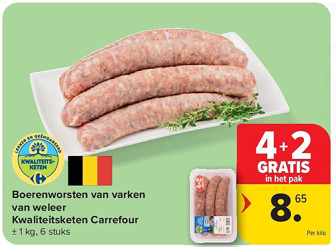 Boerenworsten van varken van weleer Kwaliteitsketen Carrefour