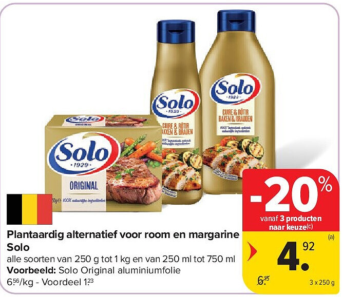 Plantaardig alternatief voor room en margarine Solo