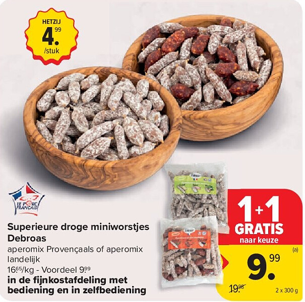 Superieure droge miniworstjes Debroas