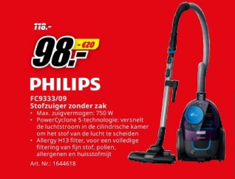 PHILIPS FC9333/06 Stofzuiger zonder zak