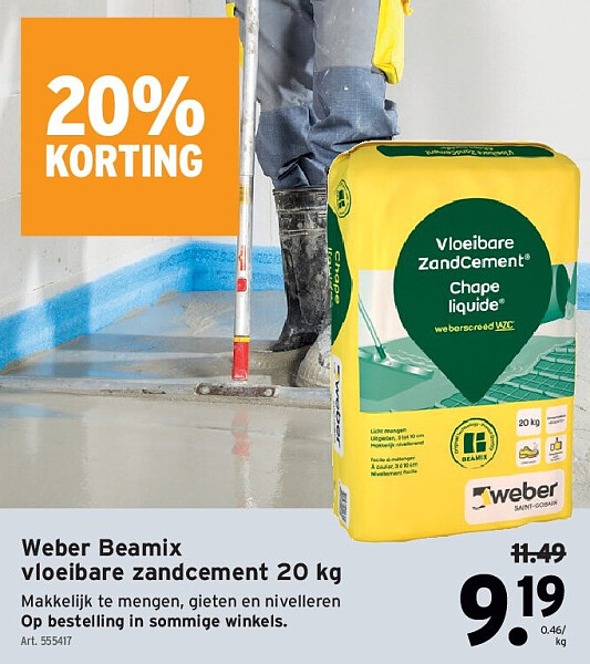 Weber Beamix vloeibare zandcement 20 kg