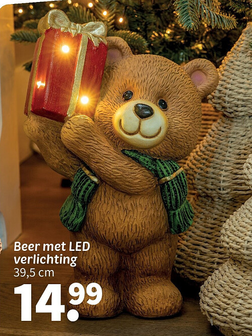 Beer met LED verlichting 39,5 cm