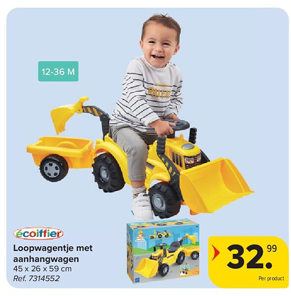 Loopwagentje met aanhangwagen