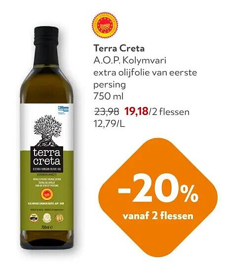Terra Creta A.O.P. Kolymvari extra olijfolie van eerste persing 750 ml