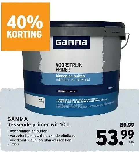 GAMMA dekkende primer wit 10 L