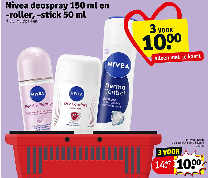Nivea deospray 150 ml en -roller, -stick 50 ml