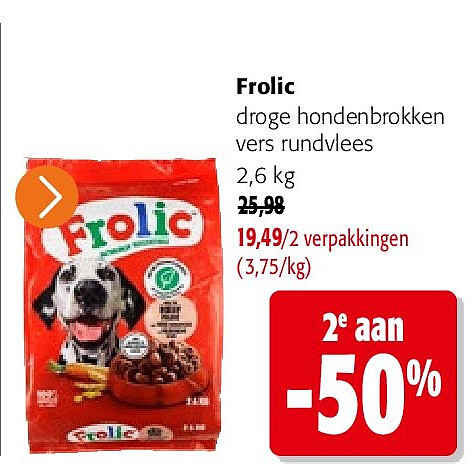 Frolic droge hondenbrokken vers rundvlees 2,6 kg