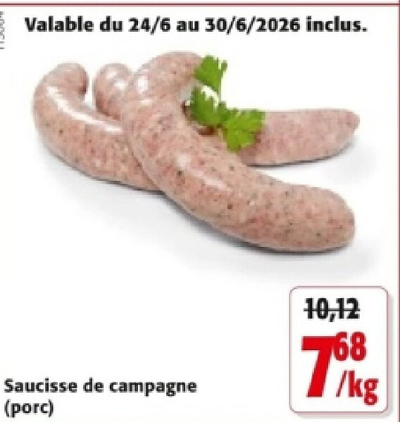 Saucisse de campagne (porc)