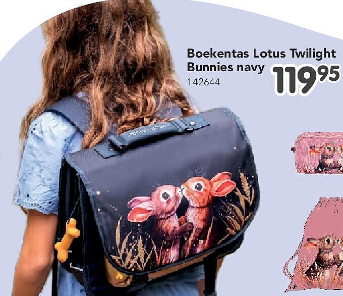 Boekentas Lotus Twilight Bunnies navy 142644